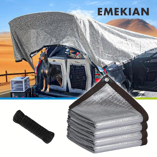 TEMU Emekian Silvery Shade Net, Aluminum Foil Reflective Net, Outdoor Sunshade Fabric, Uv Resistant, For With Grommets, Suitable For Pet Shading, Cars, , , Camping, Etc., 1pc