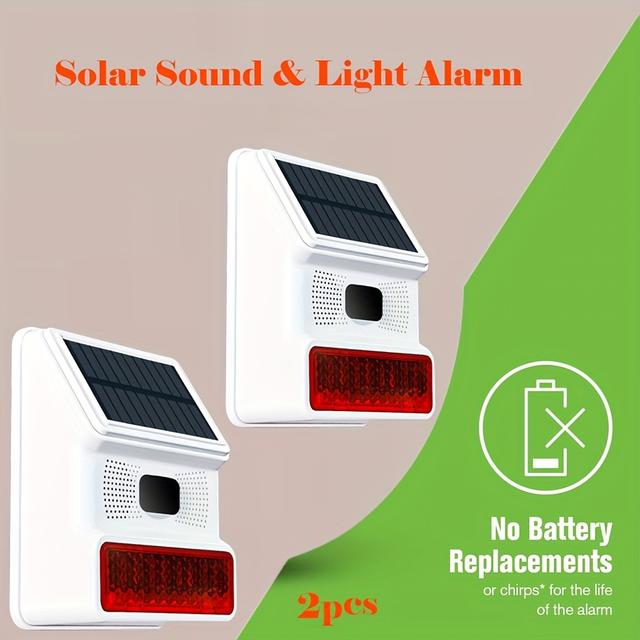 TEMU 2packs Outdoor Solar Sound And Light Alarm With Sensor Blares At 129 . And Motion - Activated, It's Ideal For Farms, , Breeding Farms, Courtyards, Functioning Effectively As A Security Alarm