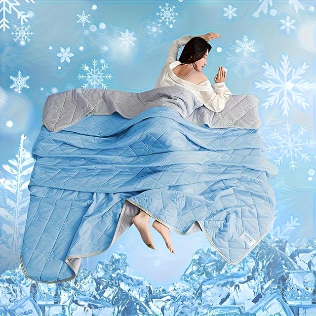 TEMU Solid Color Cooling Summer Quilt, 4-season Use Soft Light Beige-friendly Technology Print Thin Blanket, Easy Machine Wash Suitable For Bedroom, Living Room, Sofa, , Office And More