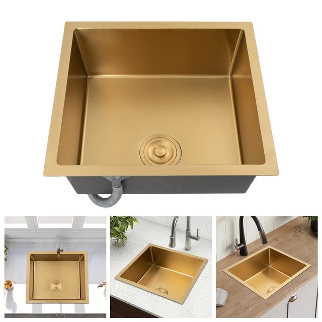 TEMU Undermount Sink, Measuring 19.69 By 17.72 Inches, Made Of Nano-coated Stainless Steel, Designed For Utility With A Single Bowl For Wet Bars, Complete With Drainage Pipes