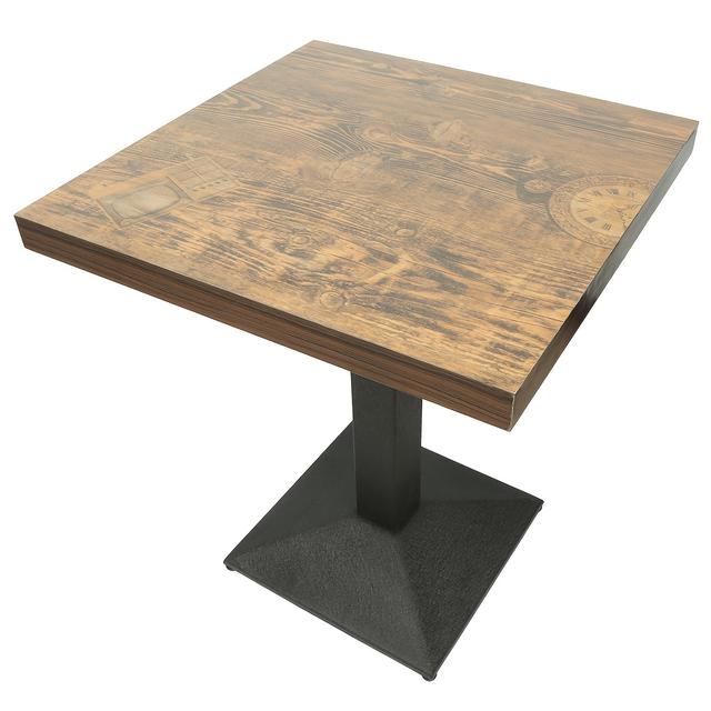 TEMU A Dining Table, Coffee Table, Bar Table, Square Retro Industrial Style Dining Table, Suitable For Bars, Restaurants, 60x60x75cm, Clock Pattern
