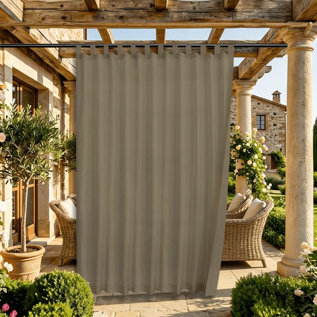 TEMU Outdoor Curtains For Patio, Detachable Sticky Tab Top Outside Curtains For Porch, Pergola, Gazebo, Cabana, , 1 Panel