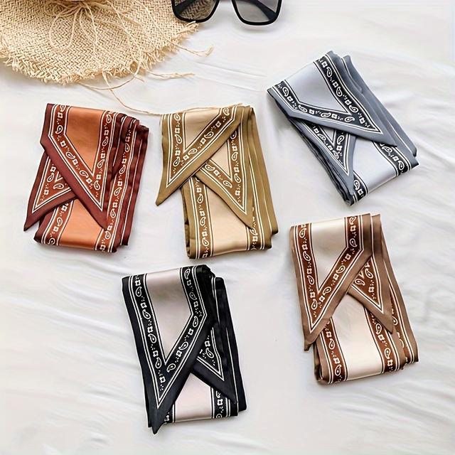 TEMU Conjunto de 5 Piezas Nuevas Tiras Largas /Verano para Mujeres, Versión Coreana , Lazos para el Cabello Teñidos con Estilo y Paño Decorativo