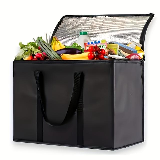 TEMU Xxxl Insulated Reusable Grocery Bag – Large Capacity Cooler Tote, Shopping Bag For Camping, Picnics, Outdoor Activities & Holiday Gifts, With Reflective Thermal Lining