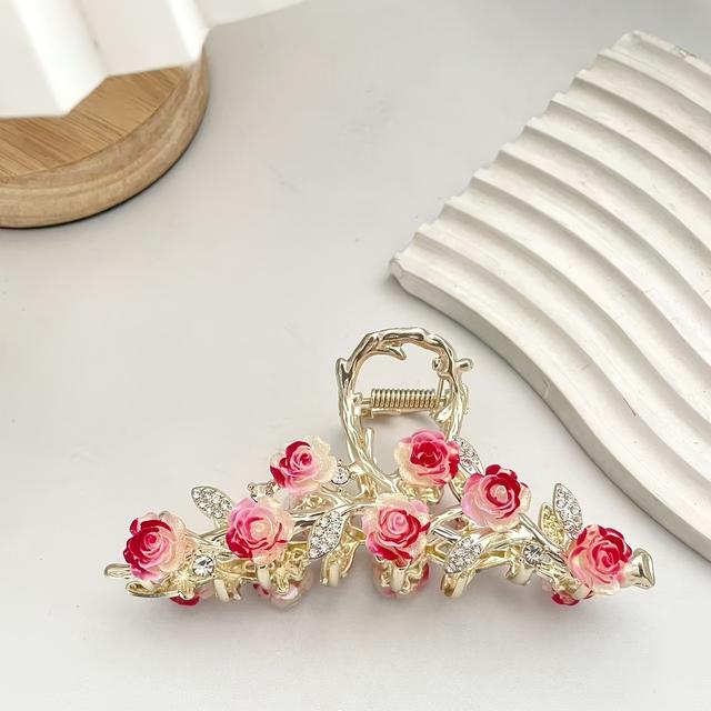 TEMU 1pc Fashion Rhinestone Rose Hair Clip For Women,, Party Hair Accessories