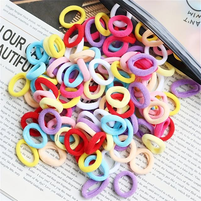 TEMU Set Of 100 Colorful Hair Ties - Sturdy And Fashionable Hair Bands, Of Colors For Daily Use, Accessories - Perfect Gift Option