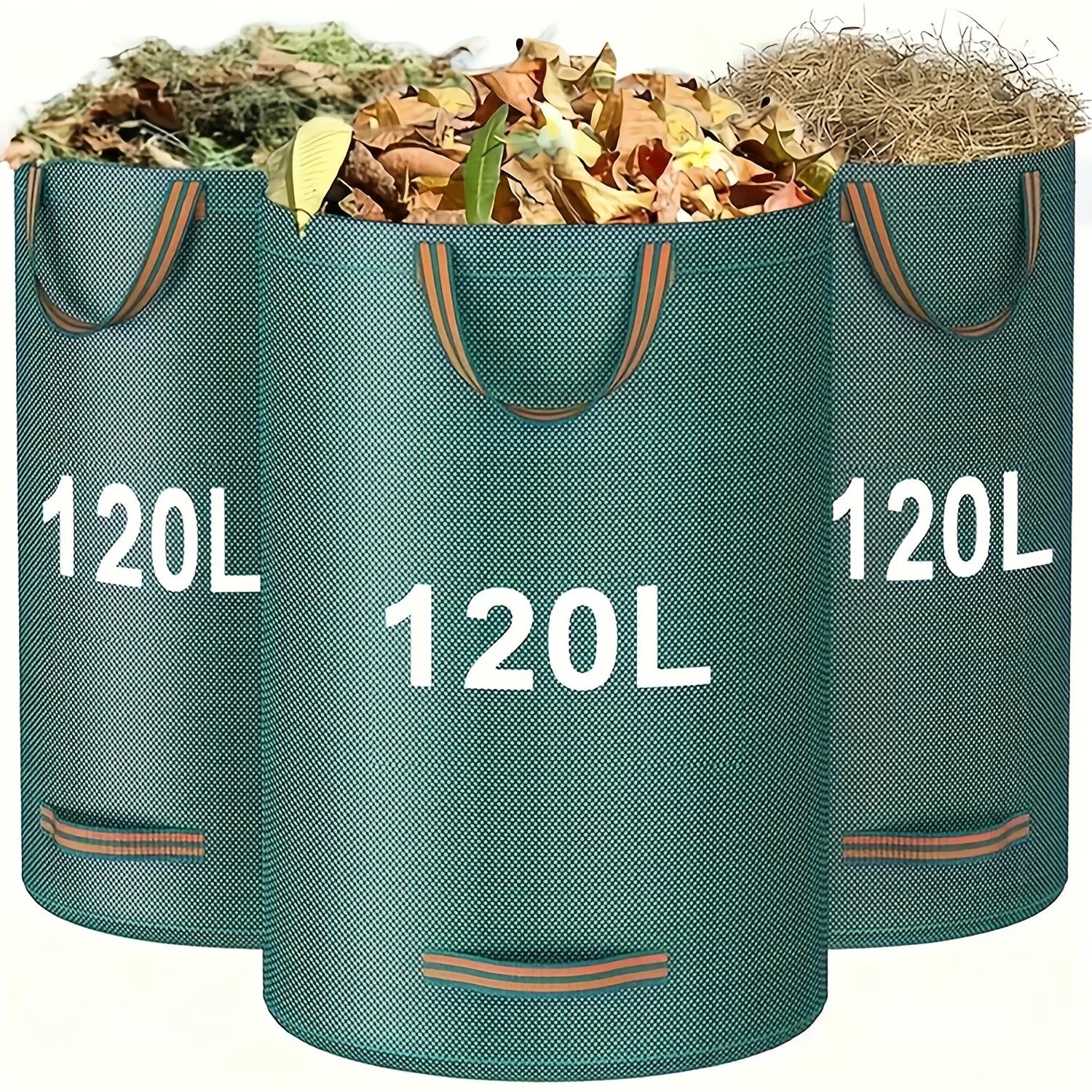 TEMU Set Of 3 Heavy-duty Garden Bags With Handles, Reusable Lawn And Garden Leaf Trash Bags, Designed For Collecting Leaves And