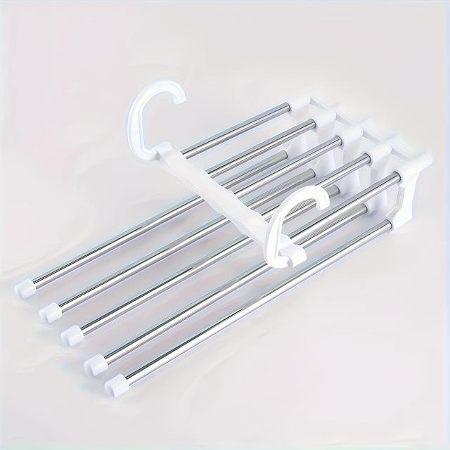TEMU -saving 9-layer Non-slip Metal Pant Hanger With 5 Hooks, Designed In Stainless Steel To Reduce Clutter By 80%, Perfect For Slim-fit Jeans And Denim, Making It An Ideal Gift For Eleven Holidays