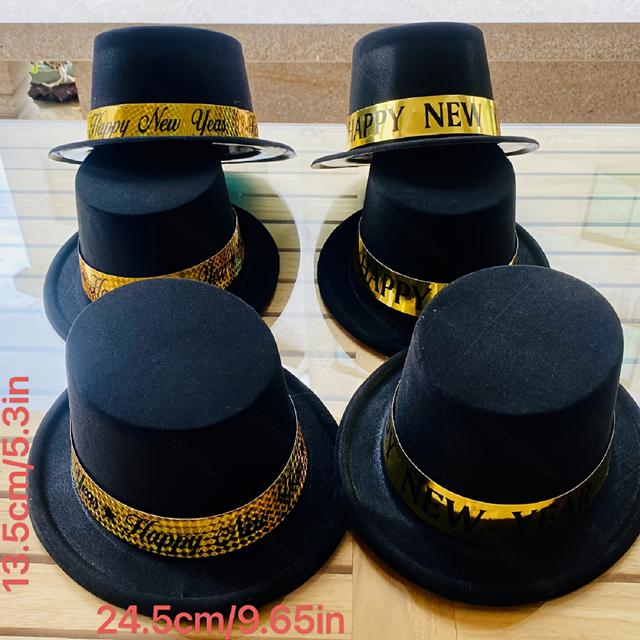 TEMU 6 Stück Top Hüte mit abnehmbarem goldenem Besatz, Farben variieren zufällig; Die Hüte sind geeignet für verschiedene Partyanlässe als Kopfbedeckung.