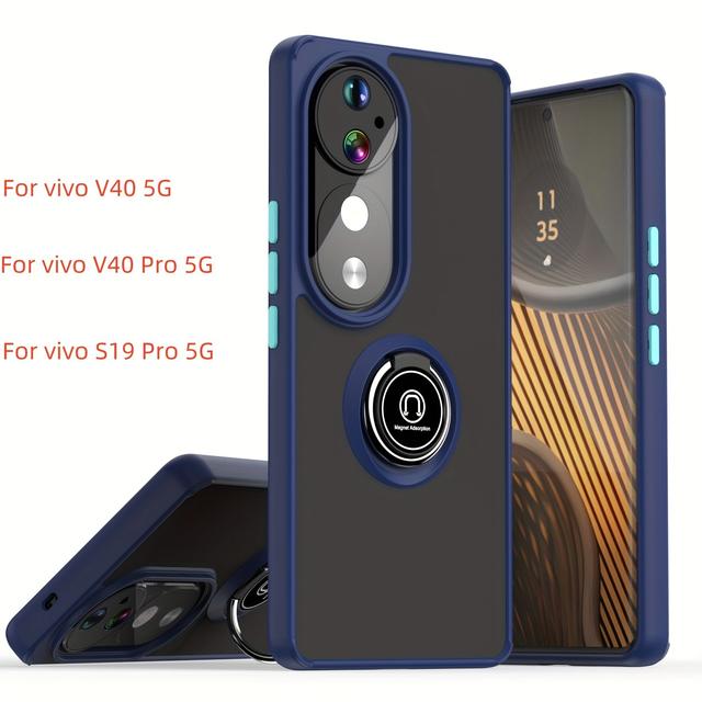 TEMU غطاء هاتف: مصمم خصيصًا لهواتف Vivo V40 V40PRO V30 Lite Y100 Y200e T3 V40 SE V30e V40 LITE 4G 5G، مع غطاء واقٍ شفاف مطفي مضاد للسقوط وحامل حلقة، مناسب للاستخدام من قبل الصديق والصديقة