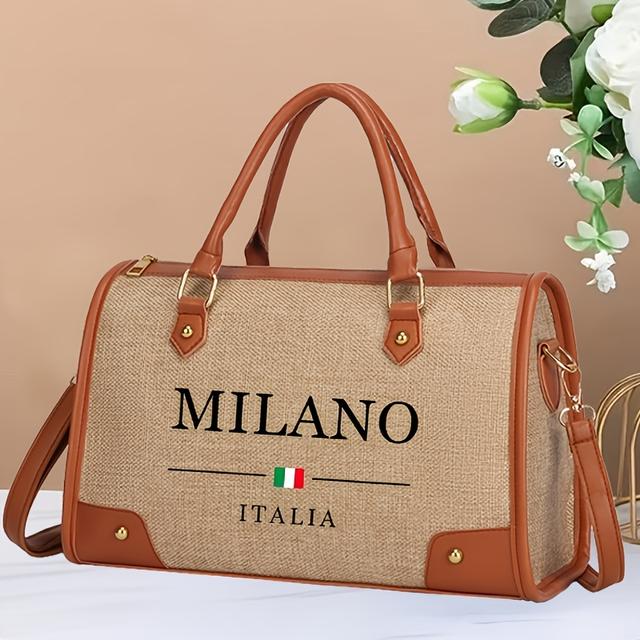 TEMU Maletín tipo bolsa de almohada con estampado de letras, práctico y con estilo, perfecto para , trabajo, uso diario, viajes, un