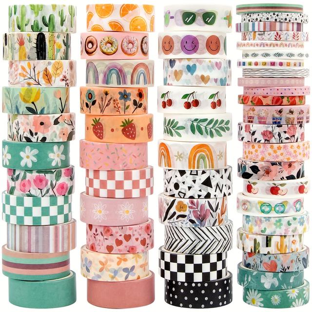 TEMU 55 Rolls Washi Tape Set, Morandi Color Decorative Tape For Journaling, And Planner