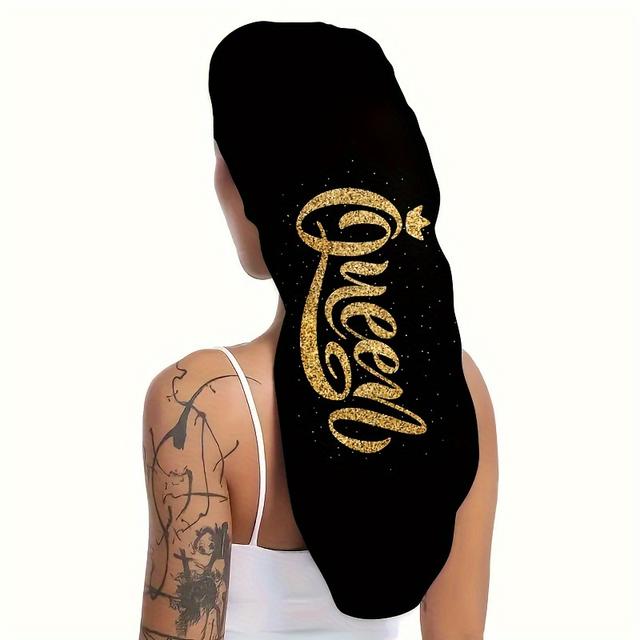TEMU Queen Design Long Hair Sleeping Cap, Care Bonnet, Shower Cap