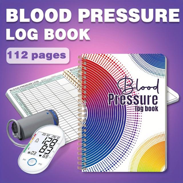 TEMU 1 دفتر تسجيل ضغط الدم، مرن - ملزوم بحلزون - لتسجيل وتتبع ضغط الدم ومعدل ضربات القلب والأدوية المنزلية يوميًا، مقاس A5 (8.3 × 5.5 بوصة)