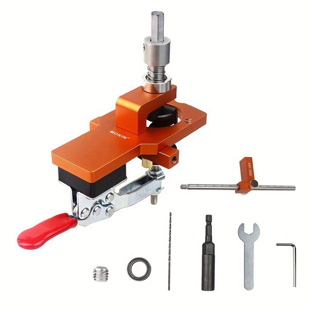 TEMU Hinge Jig Drilling Hole Puncher Hinge Boring Dowel Fixture Woodworking Hole Opener Tools Door Cabinets Puncher Kit Hole Drilling Guide Locator