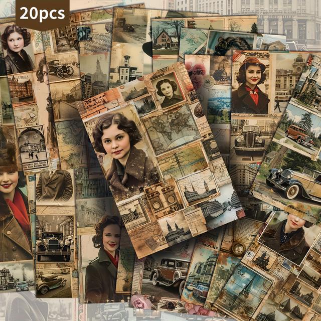 TEMU Set Of 20 Postcards Featuring Vintage Photo Paper From The 1950s, Measuring 4x6 Inches. Collectible Cards Showcase Classic Pinup Illustrations, Perfect For Scrapbooking And Crafting