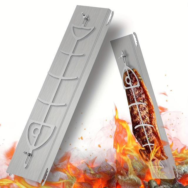 TEMU Fisch Grill Pfanne Edelstahl Grill Bratpfanne Mehrzweck Küchenutensilien Für Fisch Meeresfrüchte Zubereitung Zuhause Kochen Outdoor