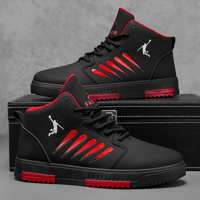 TEMU Férfi - Középmagas Sneakers Teniszhez, Gördeszkázáshoz és Kültéri Használathoz - Erős Párnázott PVC Talp, Felsőrész, Fűzős Kerek Orr - Terepre Alkalmas Sportcipő (Színválaszték)