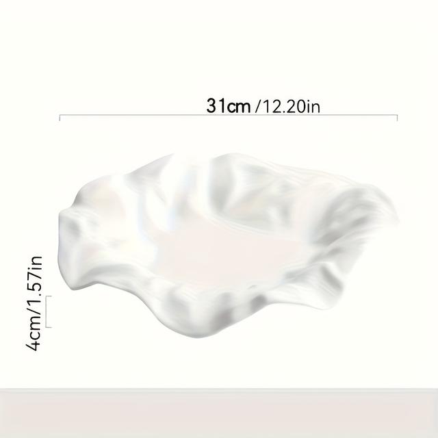 TEMU Ins-style Ceramic Plate With Crinkle Texture - Japanese-western Steak & Salad Dish, Round Shape For Home/restaurant Use, Elegant , Durable & Easy-