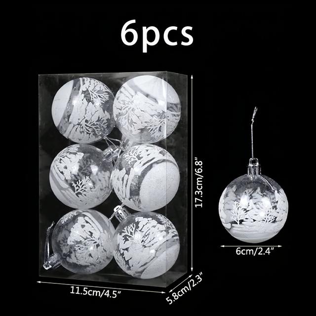 TEMU Set Of 6 Christmas Decorative Balls Featuring A Painted Snow Scene With Winter Deer, Perfect For Home Decoration