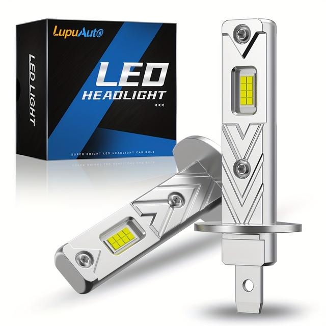 TEMU 2025 Upgraded H1 Led Bulb, 1:1 Size 16000lm 12v 6500k White Fanless H1ll Led Fog Light, Plug And Play, No Adapter Required, Non-polarity, 2pcs