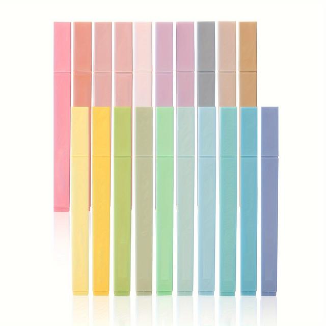 TEMU Set Of 20 Pastel-colored Highlighters With Chisel Tips, Featuring No Bleed Technology, Perfect For Christmas Gifts