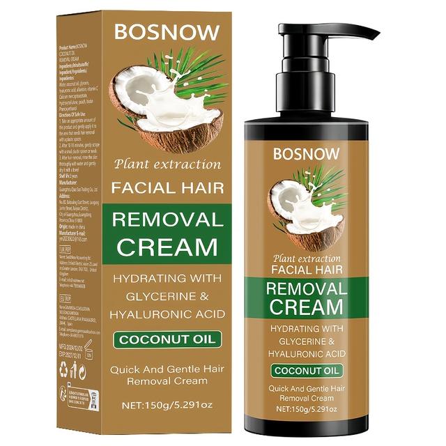 TEMU Crema depilatória de óleo de coco de 150g para homens e mulheres, , rápida, completa, e não irritante, deixando a pele macia e refrescante, reconstruindo a confiança e desfrutando de uma pele e