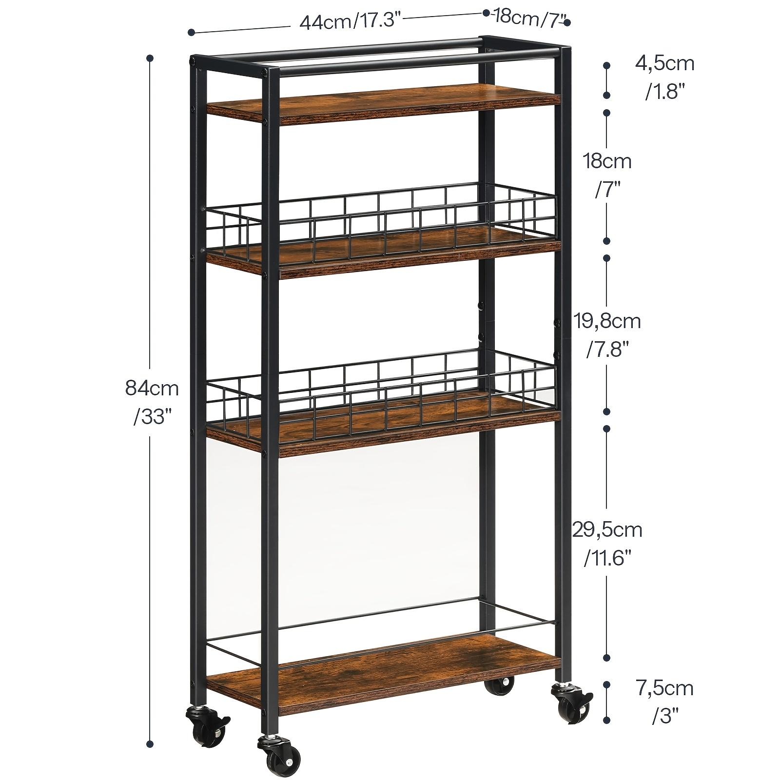 TEMU 4-tier Storage Cart | Wheeled, , Metal, Easy To Move, Suitable For Kitchen, Living Room, Or Bathroom, Hoobro