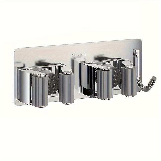 TEMU 1개 새로운 스테인리스 스틸 걸레 거치대, 드릴링 없이 사용 가능한 주방 발코니 다용도 수납 도구, 욕실 걸레 및 걸레 걸이, 후크