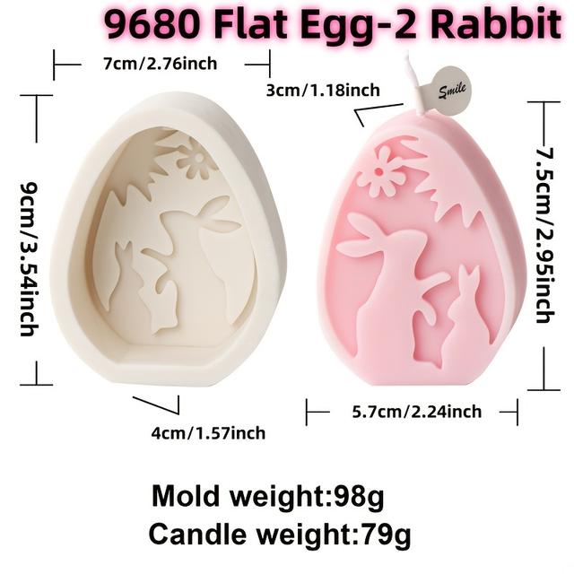 TEMU Easter Bunny & Silicone Mold Set, Animal Themed Oval Candle Wax Molds, Diy Craft Epoxy Resin Molds For Plaster Ornaments, Minimalist Flat Design, With For Rabbit Lovers & Home Decor
