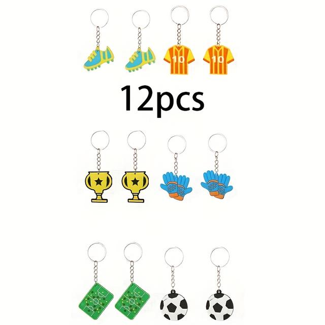 TEMU 12/24pcs Football Keychain Sports Ball Keyring Mini Soccer Jersey Sneaker Trophy Keychains Bulk Pack, 6 Styles For S Boys Birthday Party Gift Bag Filler Backpack Decor