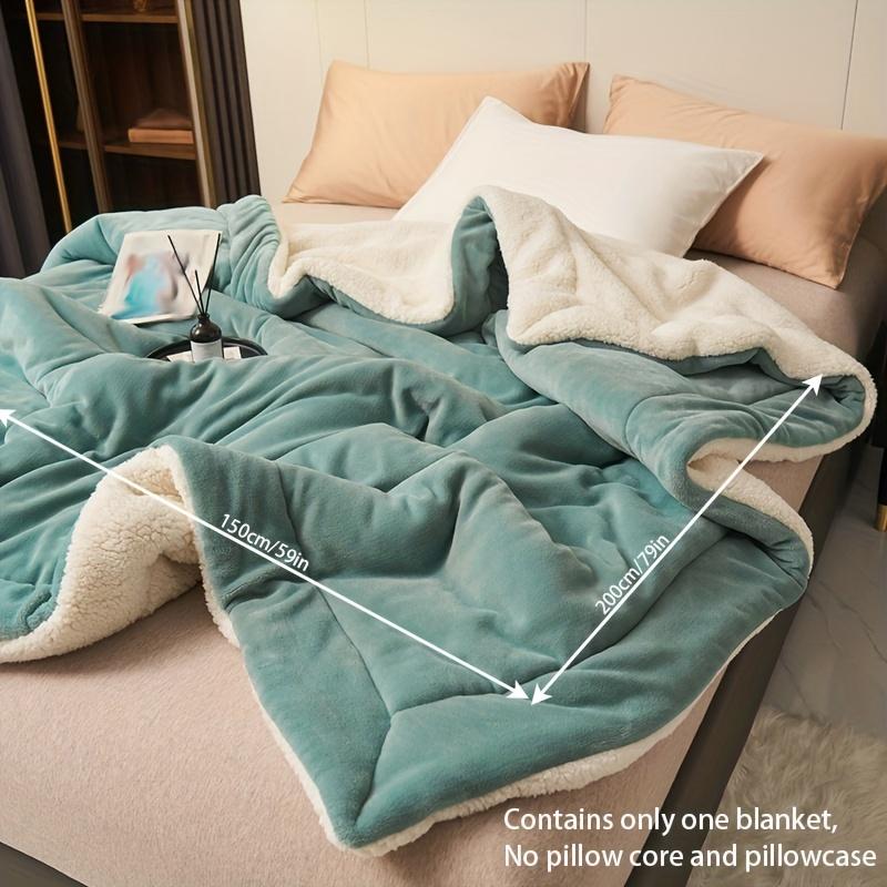 TEMU 1pc Couverture Doublée Confortable - Douce, Chaude, Confort Toutes avec Bordure, Lavable en Machine pour Lit &