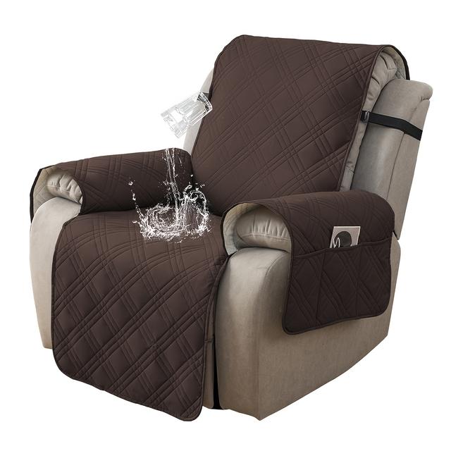 TEMU 1pc 23in 100% High Quality Recliner Chair Covers, Recliner Cover Non-slip Dog Chair Cover Furniture Protector Washable Slipcover With Pockets, Elastic Straps For Pets, Decor.