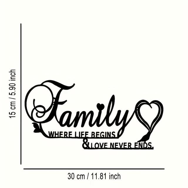 TEMU Vintage Wrought Iron Wall Art Decor "family & Love " - Elegant Cursive Script With , Durable Metal Home Decoration For Living Room, Bedroom, Classic Inspirational Gift For Home Decor,