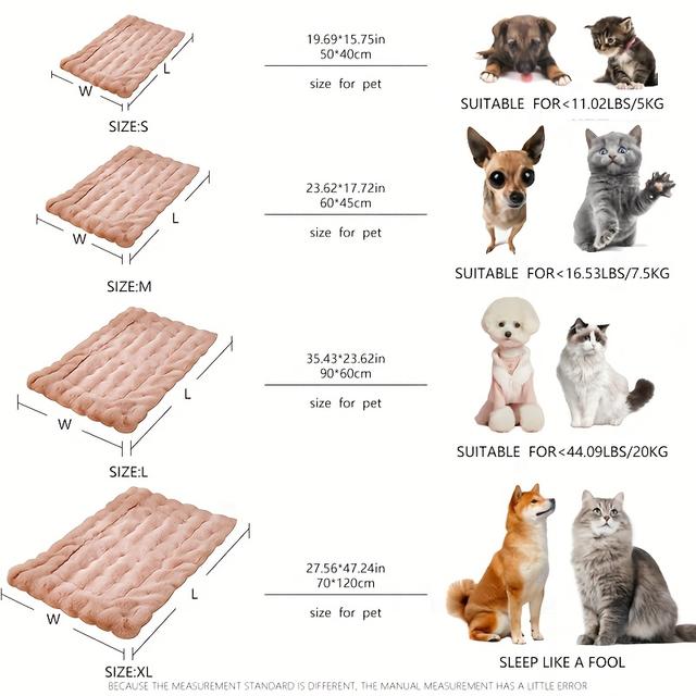 TEMU Luxurious Plush Pet Bed For - Soft, Warm, , Rectangular Polyester Blanket In Assorted Colors, Ideal For Small To Large Breeds