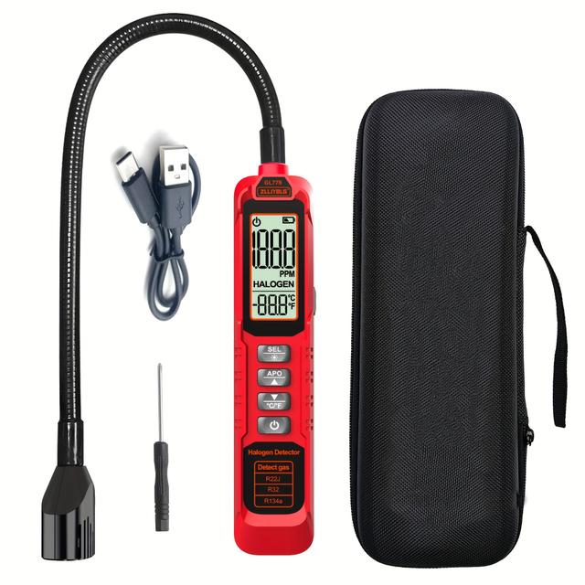 TEMU Refrigerant Leak Detector, Heating Diode Sensor, Halogen Refrigerant Leak Sniffer, Automotive Hvac Halogen Refrigerant Leak Detector, Hcfcs Hfcs R22 R134a R1234yf Hcfcs Hfcs, Gl77 Red