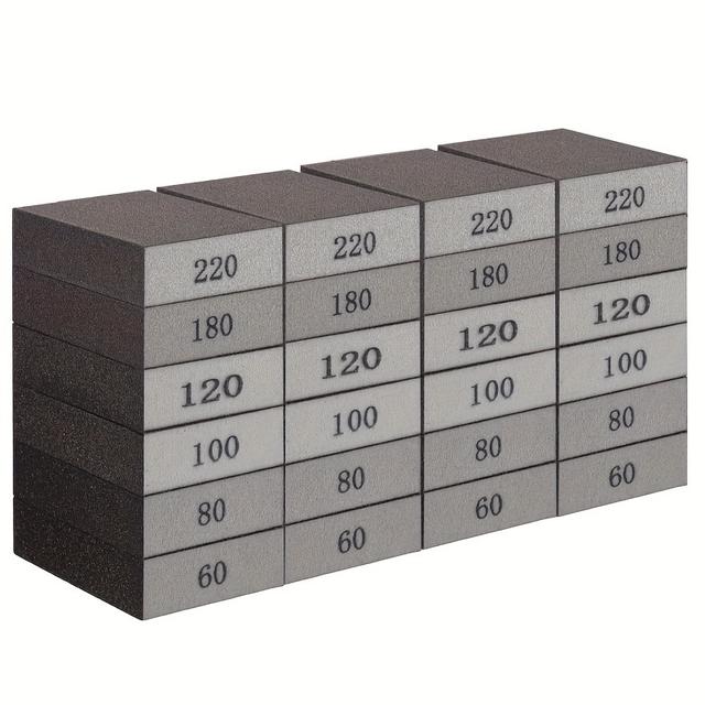 TEMU Set Of 24 Sanding Blocks With Grit Levels: 60, 80, 100, 120, 180, And 220, Suitable For Wood, Drywall, And Metal Repairs