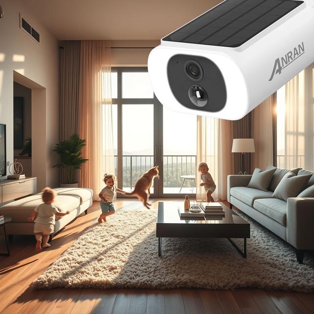 TEMU Anran 2k Outdoor Surveillance Camera Battery With Solar Panel, Solar Surveillance Camera, Power With Solar, 2.4 Ghz Wlan, Spotlights, 2-way Audio, Waterproof