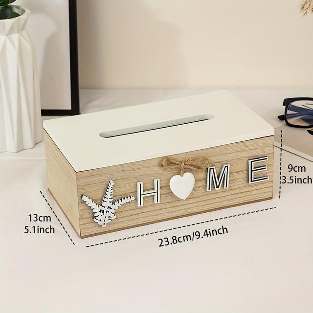 TEMU 1 Boîte à mouchoirs en bois haut de gamme, à couvercle rabattable pour un rangement facile, décoration naturelle adaptée , à , , à l'hôtel, à la cafétéria, etc.