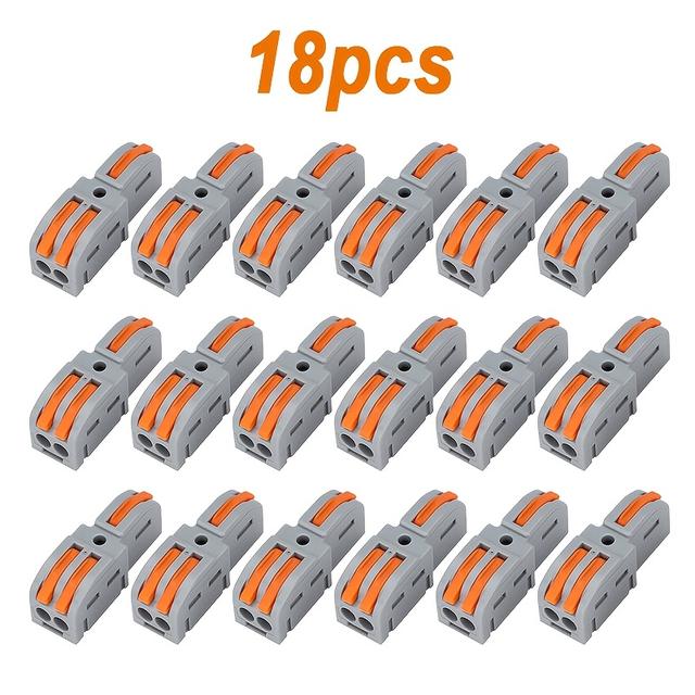 TEMU 18 ks Rychlospojka s lisovací konstrukcí, pákovitý konektor, 1 vstup a 2 výstupy, vhodné pro renovace a zpět do školy