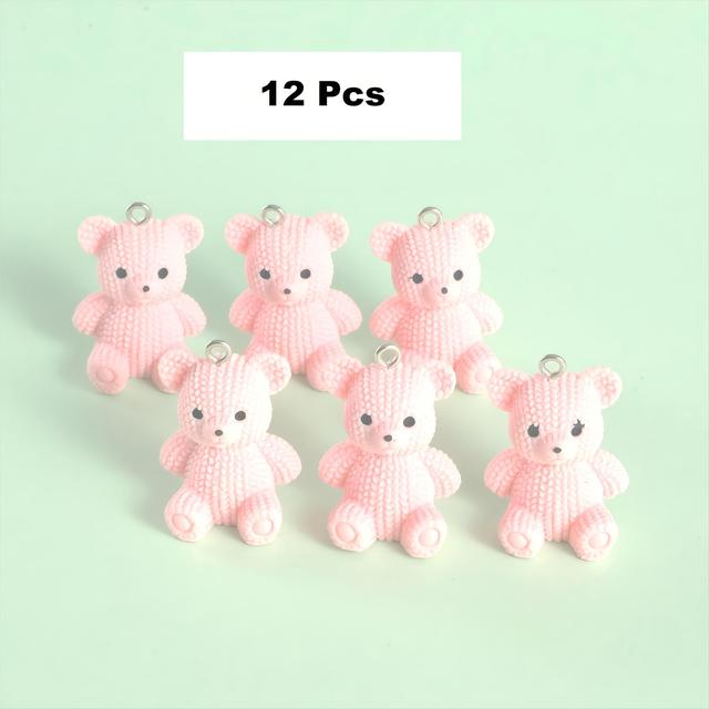 TEMU 6/12pcs Assorted Colors Mini Bear Resin Pendants For Jewelry Making, Suitable For Bracelets, Necklaces, And Earrings Additions
