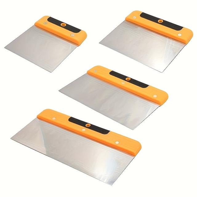 TEMU 4pcs Stainless Steel Trowel Set - Metal Plaster & Wallpaper Scrapers For Easy Decorating And Repair, Perfect Diy Tool Kit For Halloween & Christmas