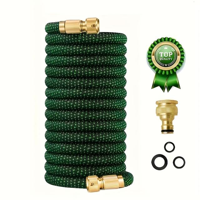 TEMU Versatile Retractable Garden Hose Made Of Durable Rubber, Suitable For High-pressure Car Washing And Irrigation, Featuring U. Threading And In Lengths