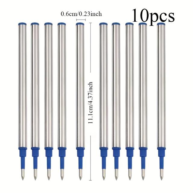 TEMU 10 Refills Premium Metal Ballpoint Pen Refills - Smooth Writing 0.5mm Ink Refills, Universal Replacement Premium Refills (black, Blue, Red) Refillstide Pen, Pens