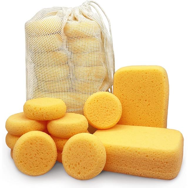 TEMU 12pcs For Horse Tack Care | 10 Round Sponges 2.8" X 1" And 2 Large Sponges 6" X 4" X 2" With Storage, Suitable For , , Boots, And Leather Maintenance