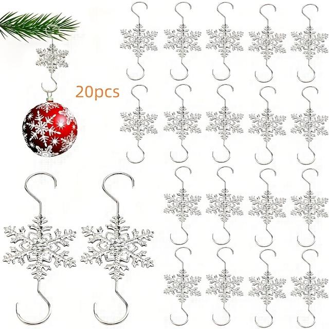 TEMU Christmas Snowflake Ornament Hook Hangers Golden Snowflake Decorative Christmas Tree Hanging Metal Wire For Christmas Tree Decoration Hangers(10pcs Or 20pcs)