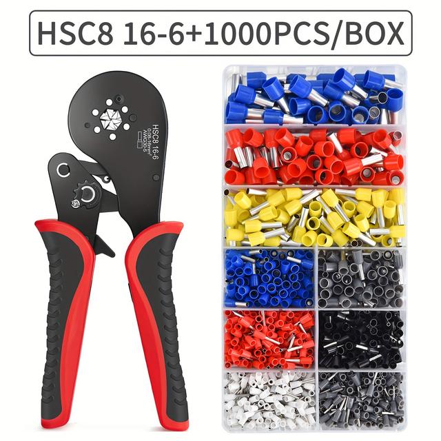 TEMU Clamplus Hexagonal Crimping Tool Set With Tubular Terminal Box - High Carbon Steel, Awg30-5 Range For Home Improvement & Electrical Equipment Installation