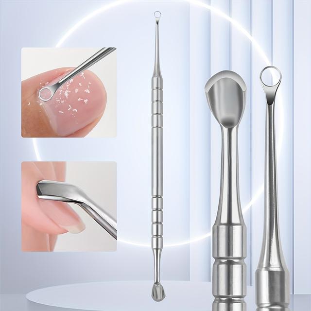 TEMU 1 ks J·FOCUS Nerezový zatlačovač nehtů | Dvouhlavý kruhový a podkovový nástroj pro profesionální manikúru