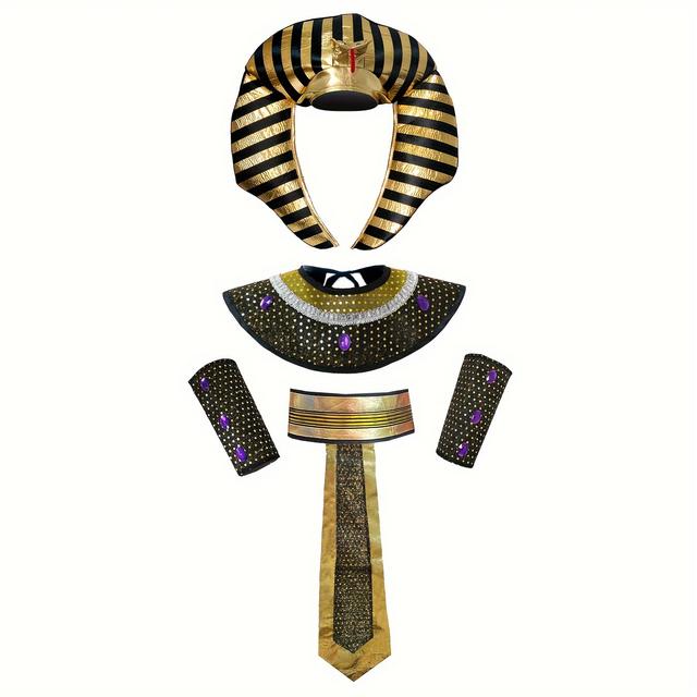 TEMU Conjunto de Disfraz de Cosplay de Egipcio para Hombres: Sombrero, Cinturón para el Cuello, Protector de Muñeca para de Carnaval y Vestimenta Festiva