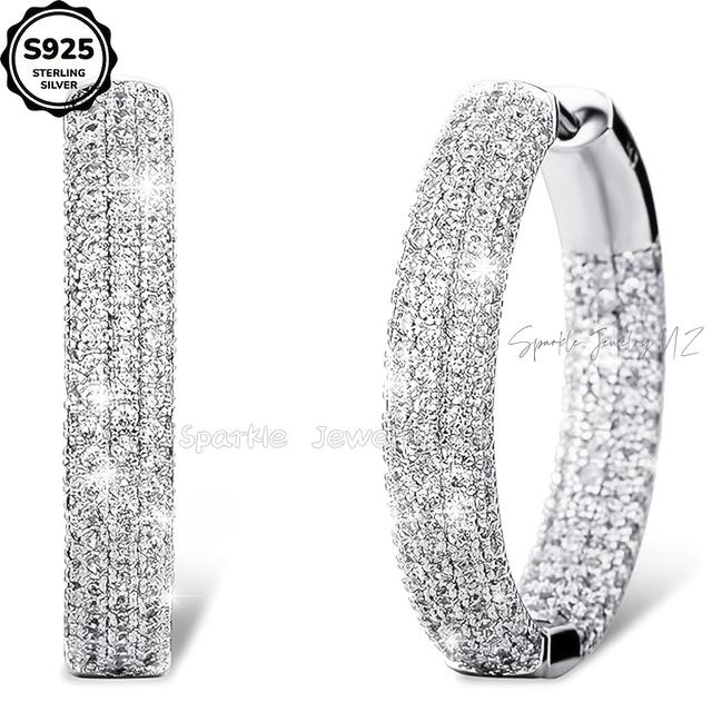 TEMU Pulseras y Aretes con Anillo de Hielo de Moissanita de Plata 925 | Calidad, Hipoalergénicas, Elegantes, Adecuadas para Uso y Ocasiones de Regalo, de Moissanita